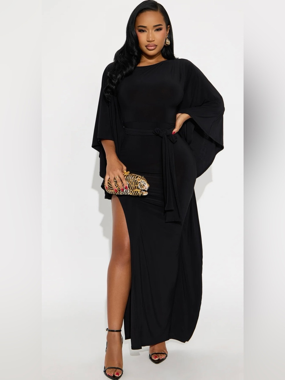 Fashion nova draped maxi black dress